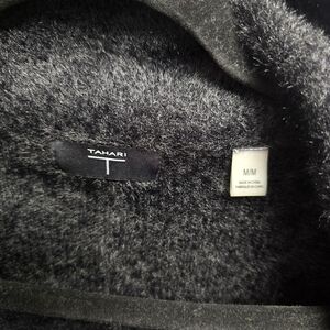 Tahari Black Faux Fur Coat
